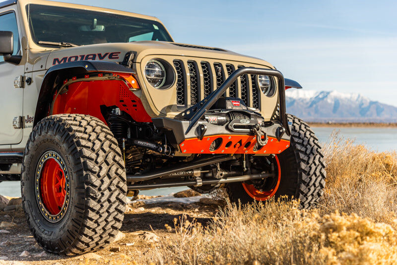 Bare Steel Nighthawk Mid-tube Stinger Front Bumper with Aluminum Skid for JK, JL, and JT - Bare Steel by Artec Industries