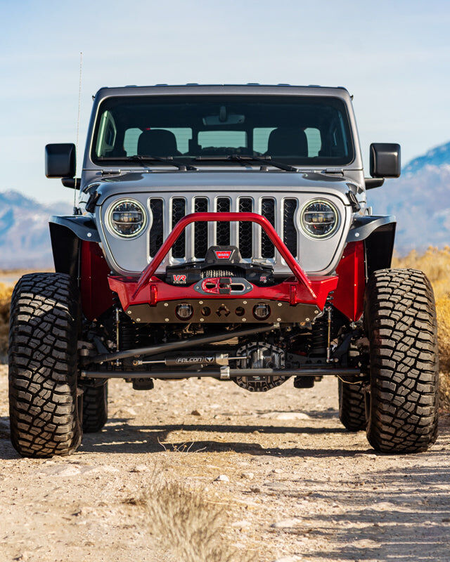Bare Steel Nighthawk Mid-tube Stinger Front Bumper with Aluminum Skid for JK, JL, and JT - Bare Steel by Artec Industries