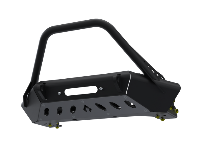 07-Up Jeep Wranger/Gladiator High Clearance Front Bumper With Hoop Powdercoat Black Steel