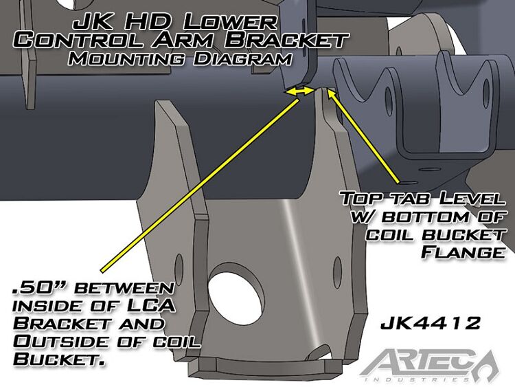 Jeep JK Front Axle LCA Brackets 07-18 Wrangler JK Pair by Artec Industries