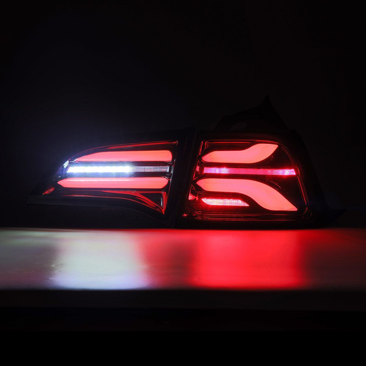 17-22 Tesla Model 3 PRO-Series LED Tail Lights Jet Black by AlphaRex