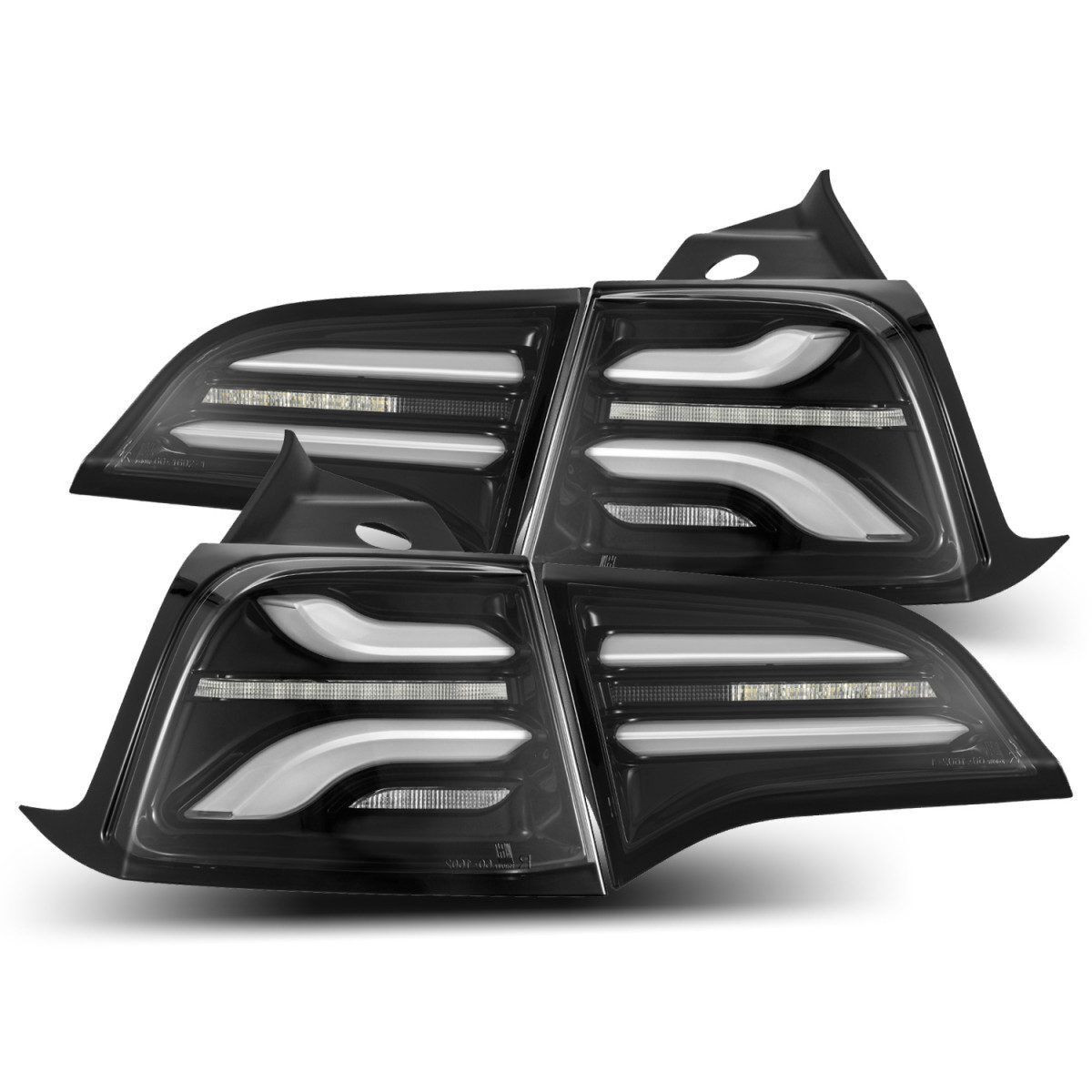 17-22 Tesla Model 3 PRO-Series LED Tail Lights Jet Black by AlphaRex - 601010