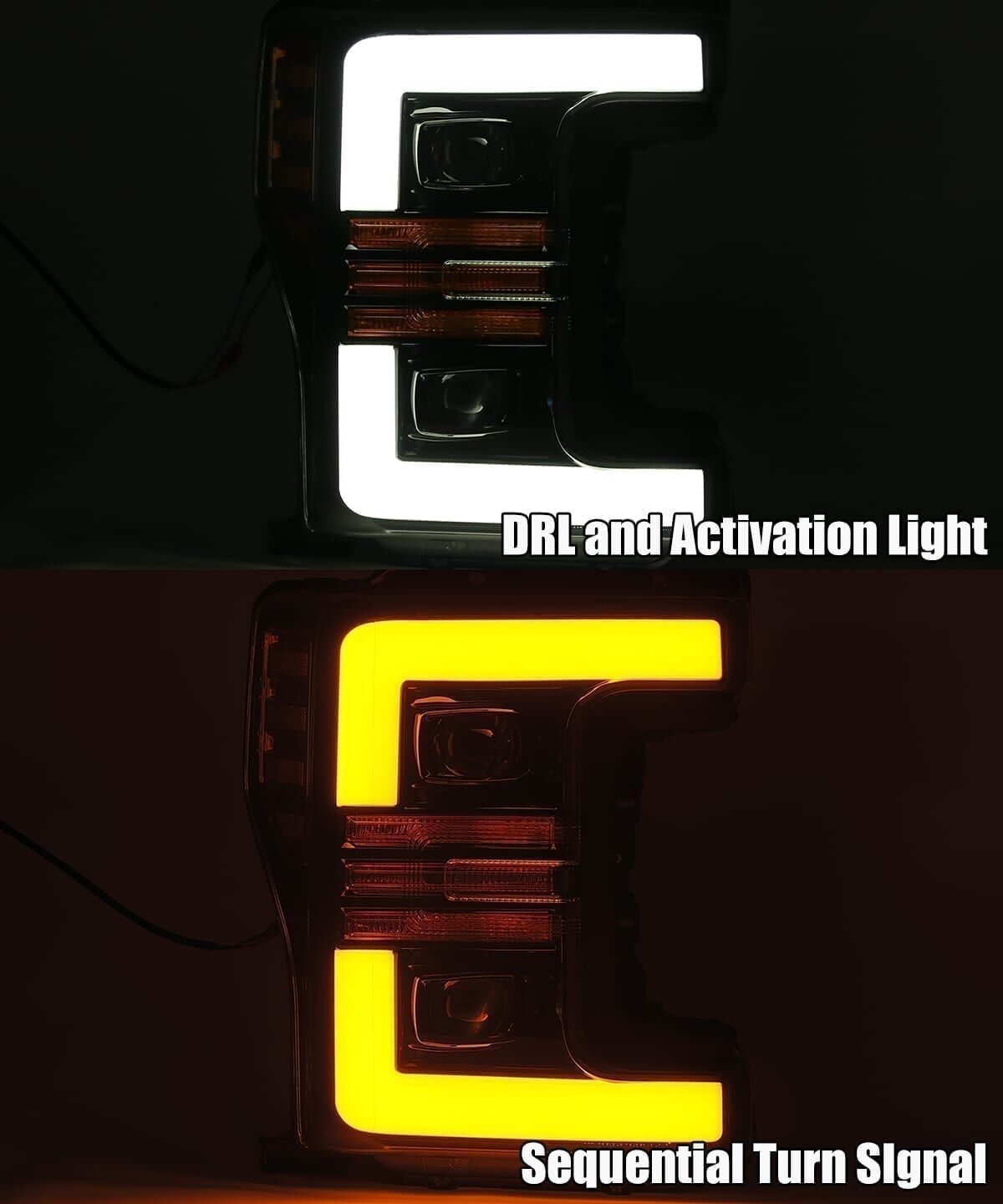 17-19 Ford F-250/F-350 Super Duty PRO-Series Projector Headlights Jet Black by AlphaRex