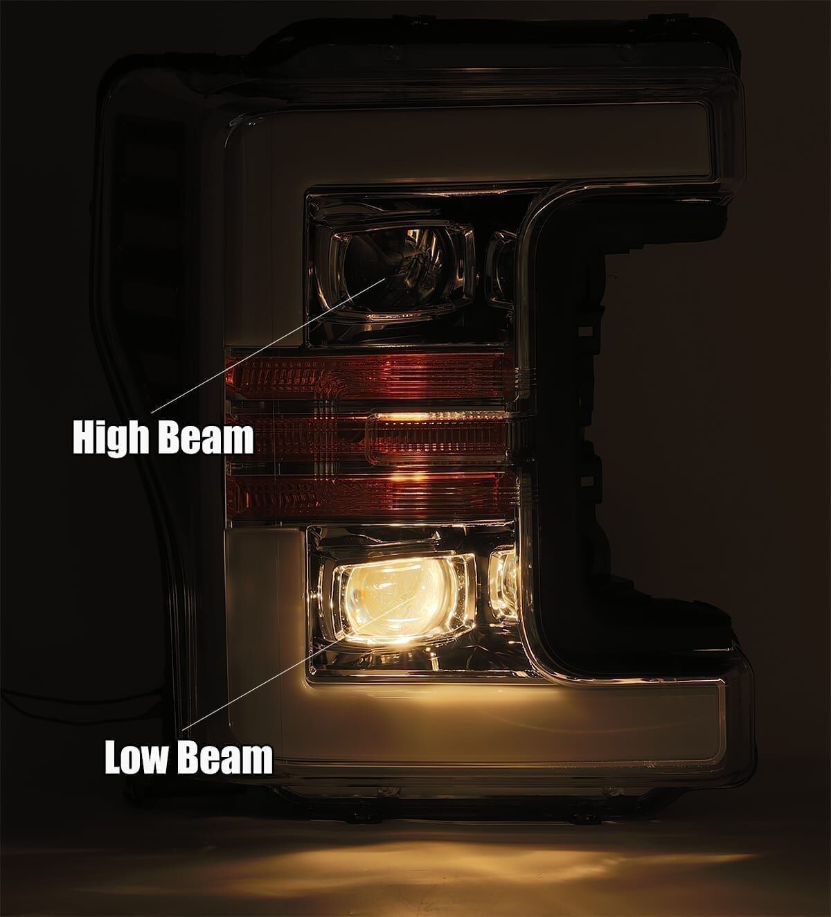 17-19 Ford F-250/F-350 Super Duty PRO-Series Projector Headlights Jet Black by AlphaRex