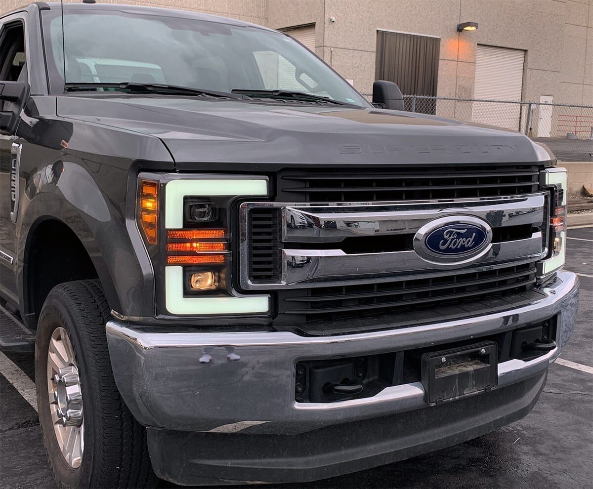 17-19 Ford F-250/F-350 Super Duty PRO-Series Projector Headlights Jet Black by AlphaRex