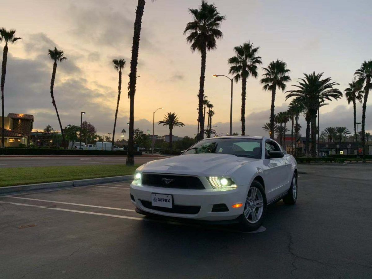 10-12 Ford Mustang LUXX-Series LED Projector Headlights Alpha-Black by AlphaRex