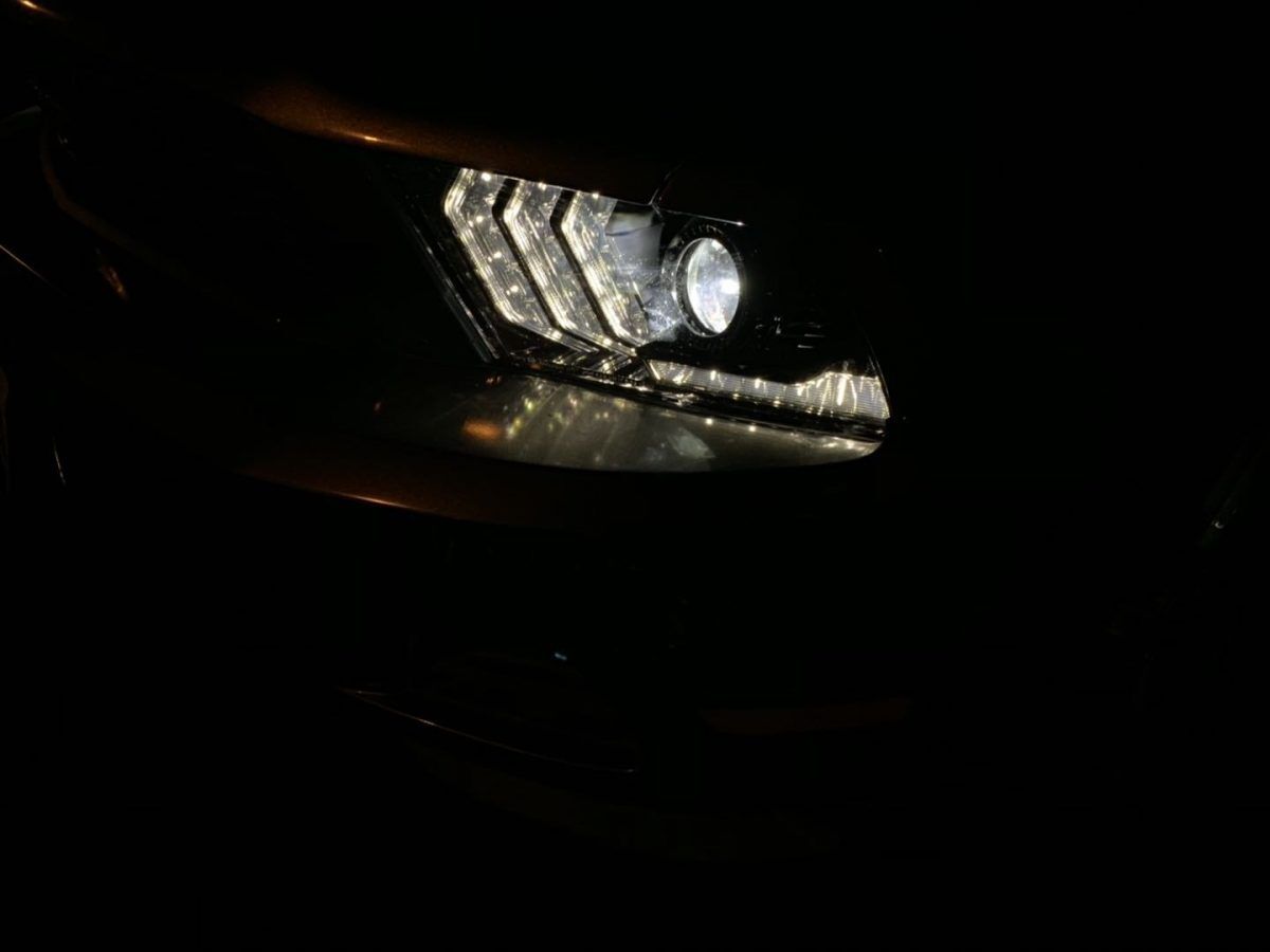 10-12 Ford Mustang LUXX-Series LED Projector Headlights Alpha-Black by AlphaRex
