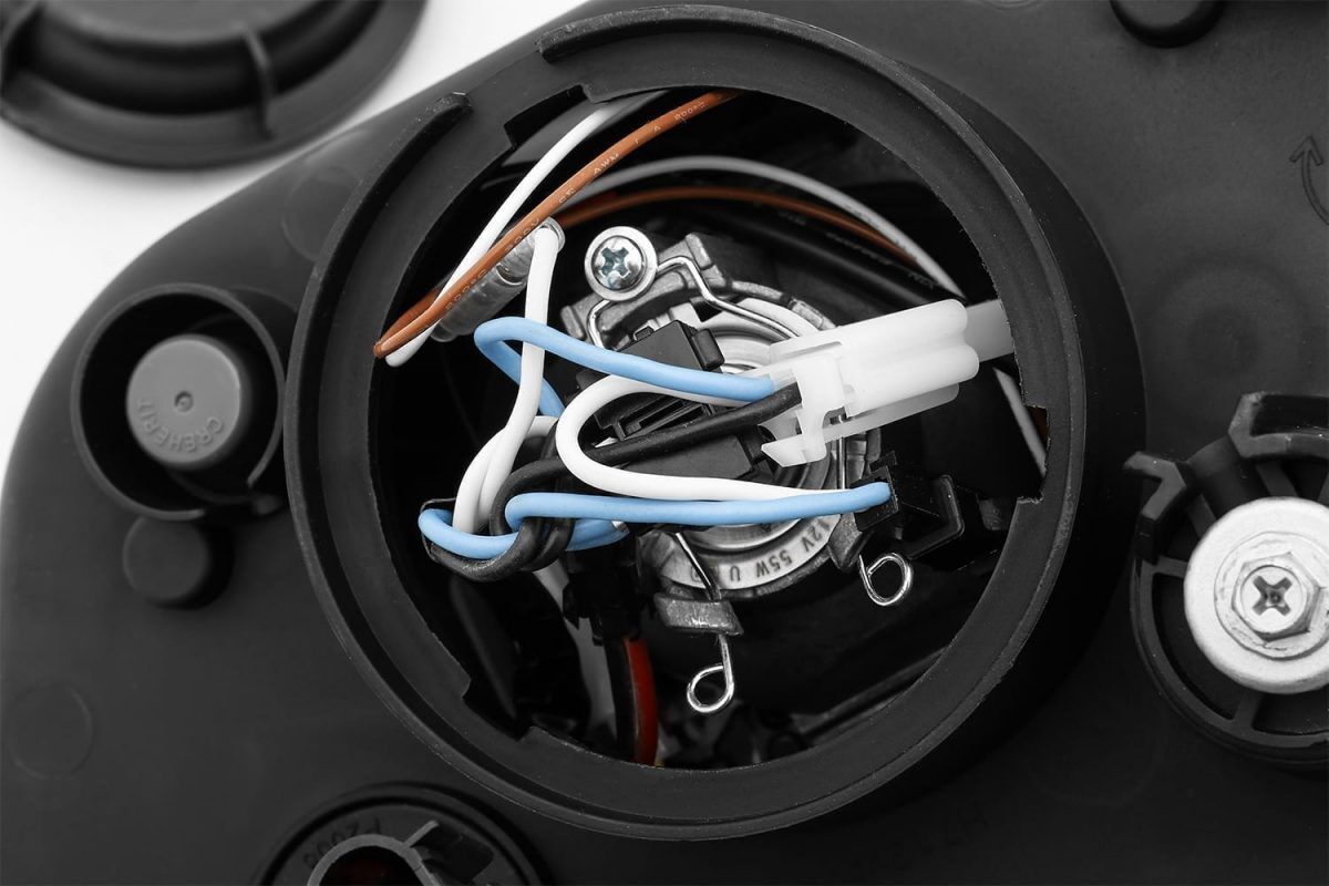 10-12 Ford Mustang LUXX-Series LED Projector Headlights Alpha-Black by AlphaRex