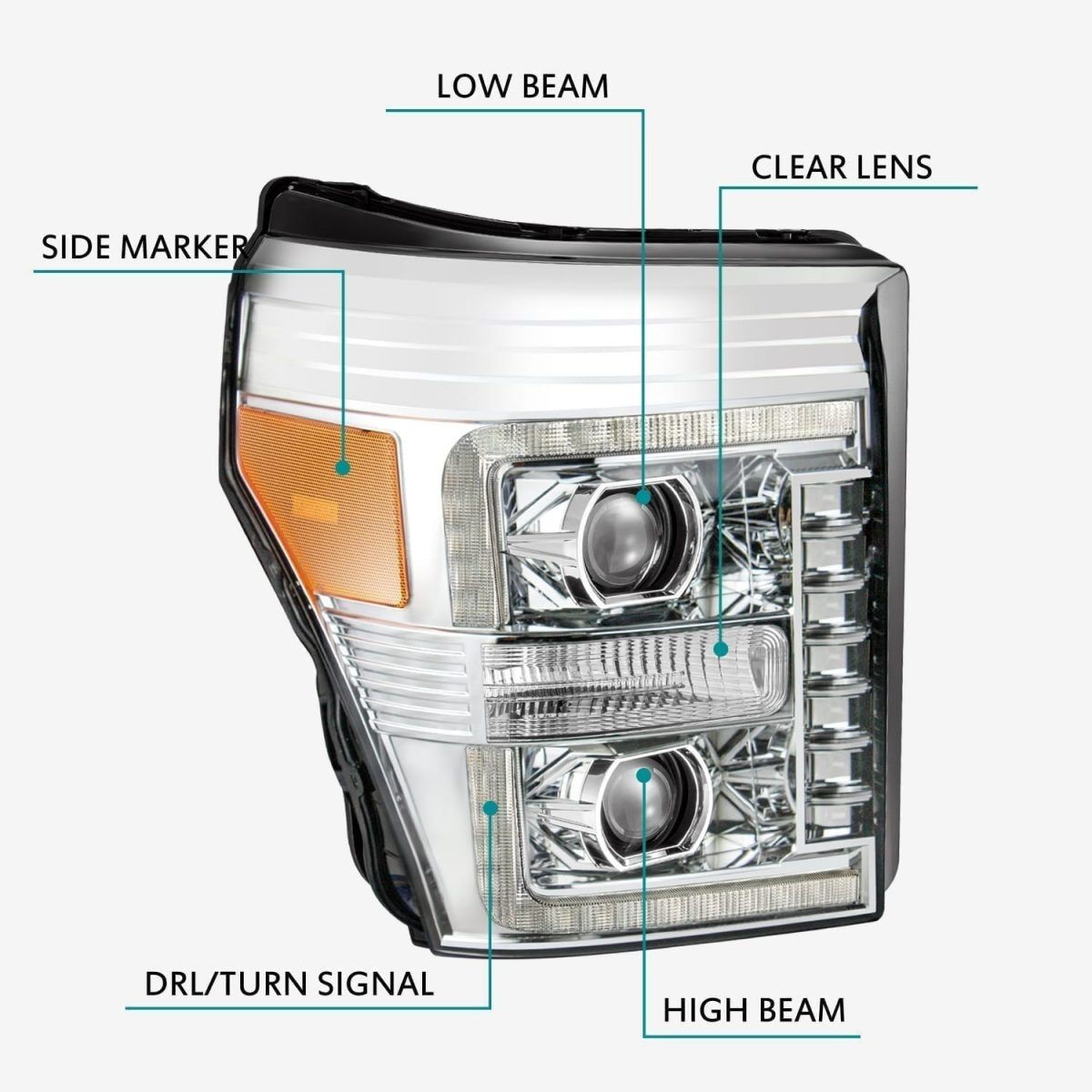 11-16 Ford Super Duty PRO-Series Projector Headlights Chrome by AlphaRex