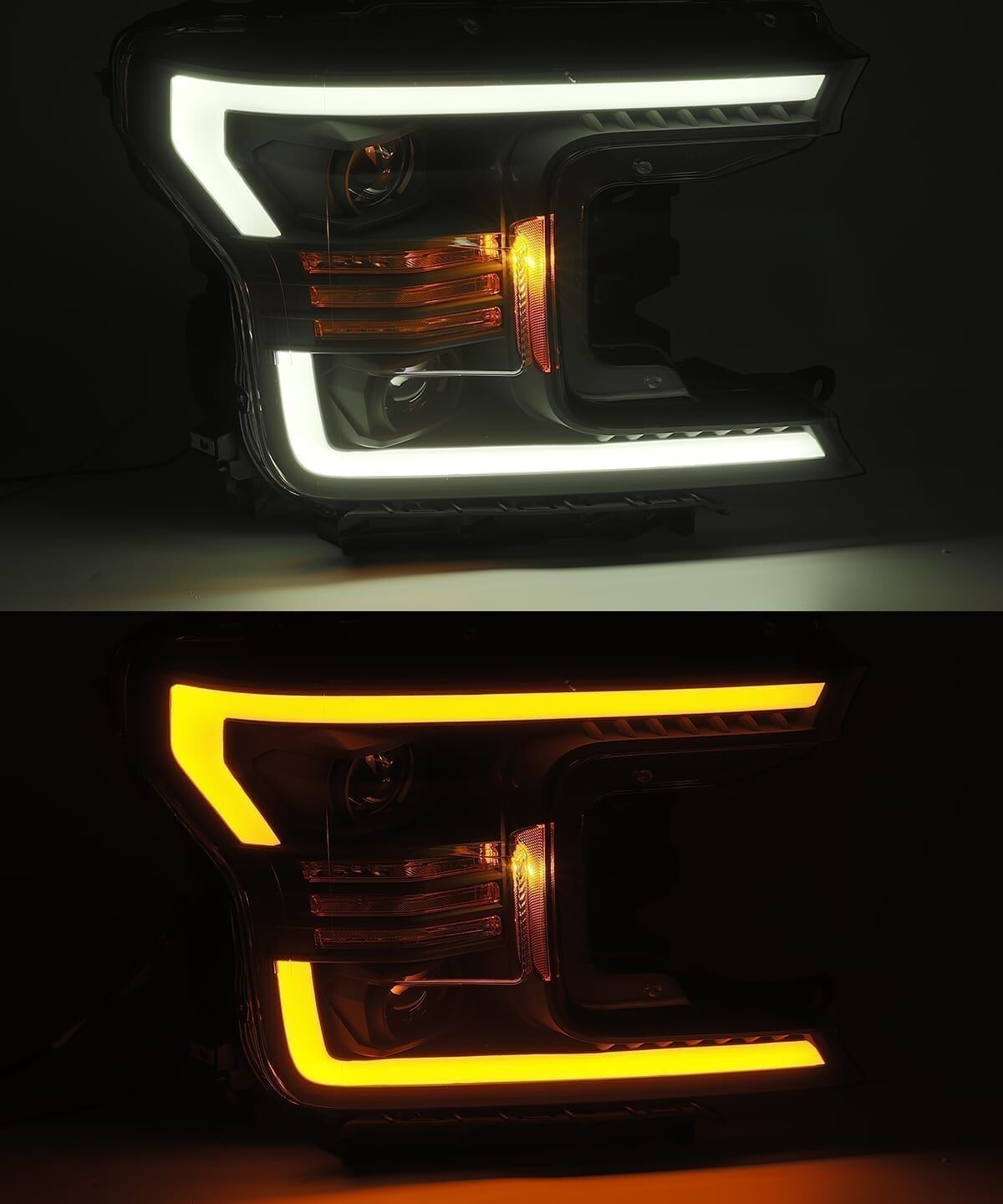18-20 Ford F-150 PRO-Series Projector Headlights Jet Black by AlphaRex