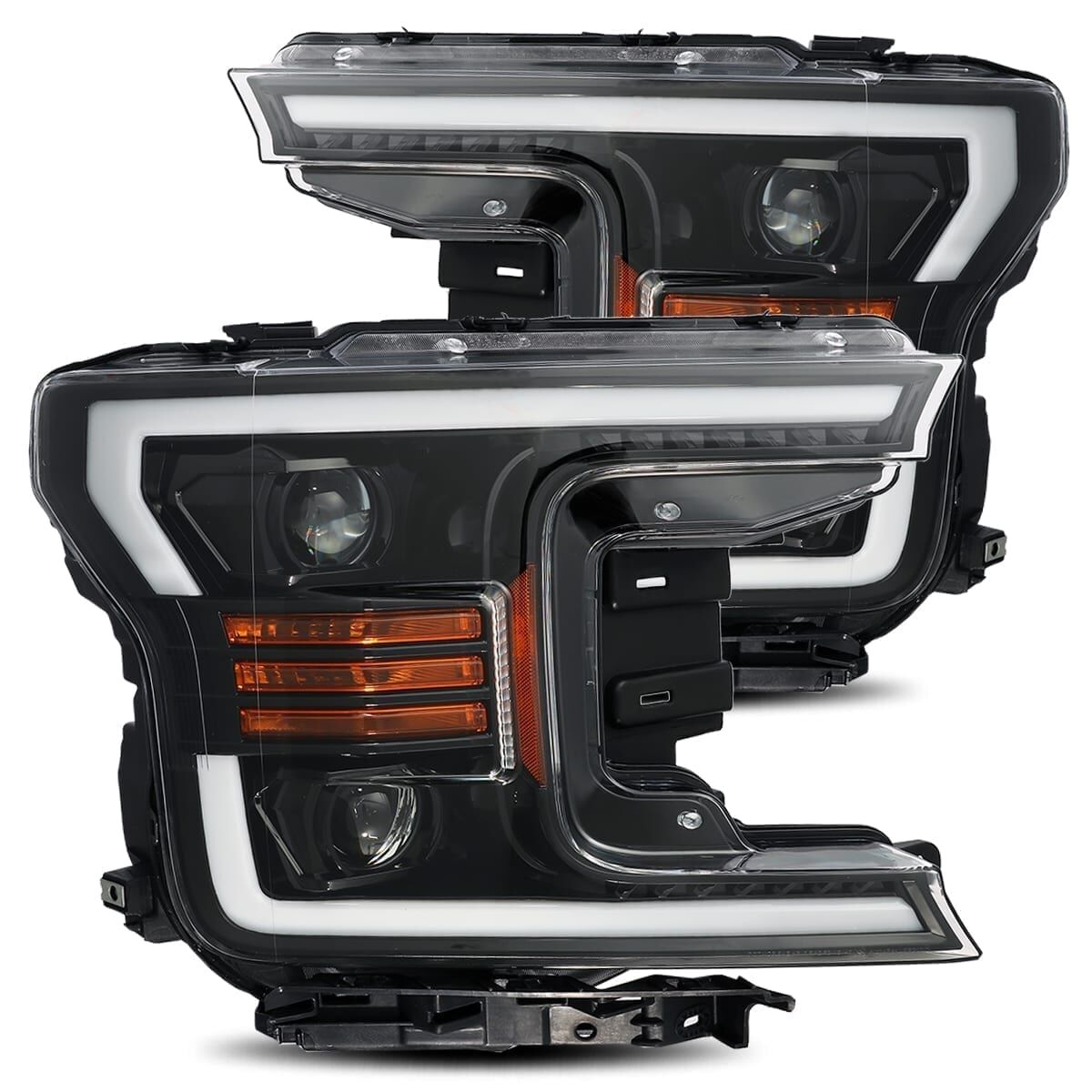 18-20 Ford F-150 PRO-Series Projector Headlights Jet Black by AlphaRex - 880188