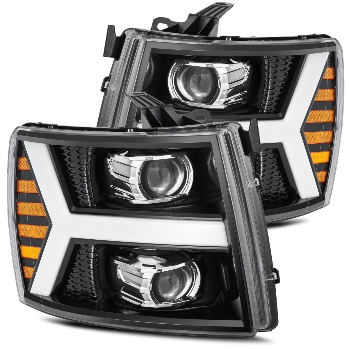 07-13 Chevrolet Silverado PRO-Series Projector Headlights Jet Black by AlphaRex - 880206