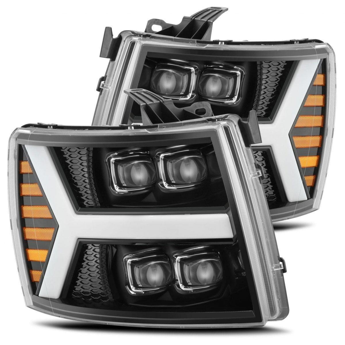 07-13 Chevrolet Silverado NOVA-Series LED Projector Headlights Jet Black by AlphaRex - 880208