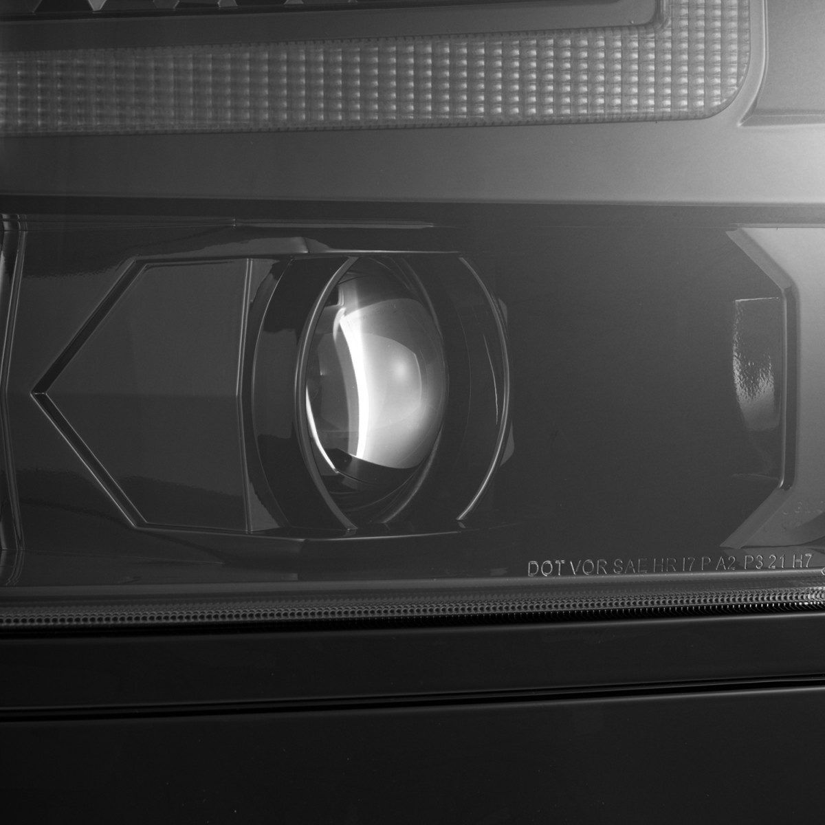 16-18 Chevrolet Silverado 1500 LUXX-Series LED Projector Headlights Alpha Black by AlphaRex