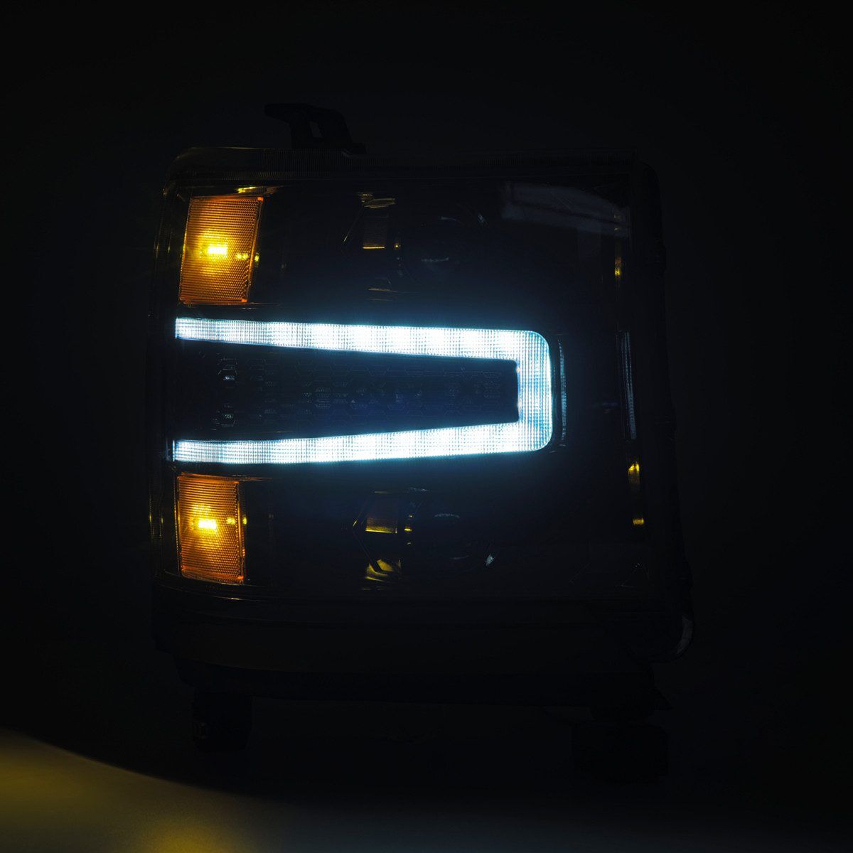 16-18 Chevrolet Silverado 1500 LUXX-Series LED Projector Headlights Alpha Black by AlphaRex