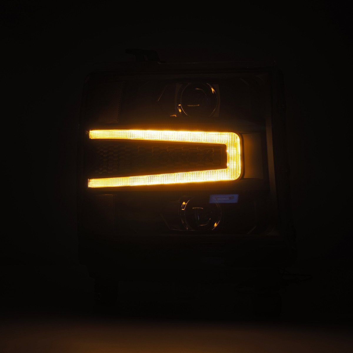 16-18 Chevrolet Silverado 1500 LUXX-Series LED Projector Headlights Alpha Black by AlphaRex
