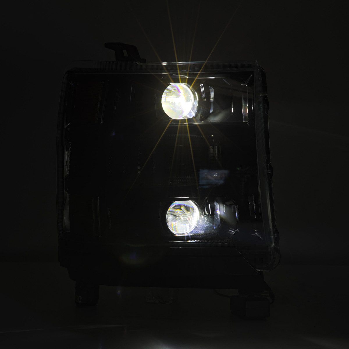 16-18 Chevrolet Silverado 1500 LUXX-Series LED Projector Headlights Alpha Black by AlphaRex