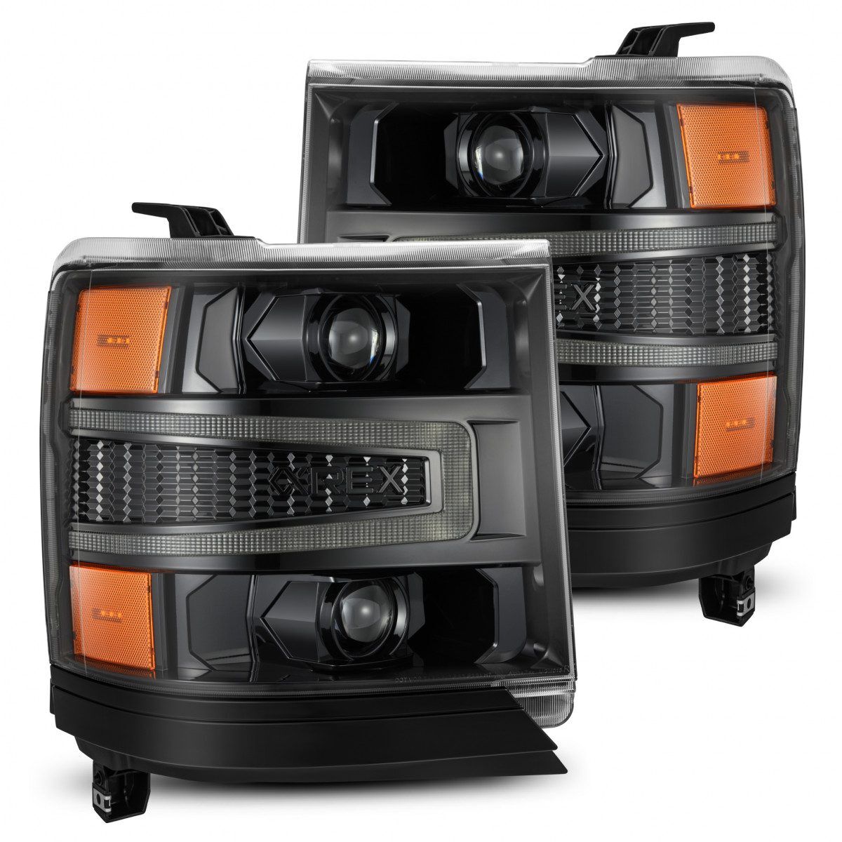 16-18 Chevrolet Silverado 1500 LUXX-Series LED Projector Headlights Alpha Black by AlphaRex - 880233
