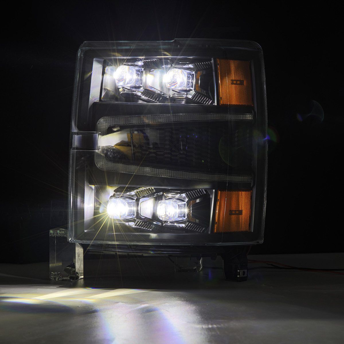 14-15 Chevrolet Silverado NOVA-Series LED Projector Headlights Black by AlphaRex