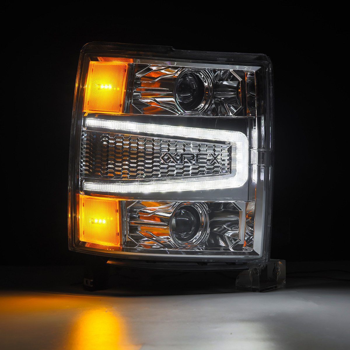14-15 Chevrolet Silverado LUXX-Series LED Projector Headlights Chrome by AlphaRex