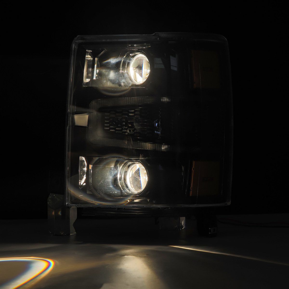 14-15 Chevrolet Silverado PRO-Series LED Projector Headlights Alpha-Black by AlphaRex