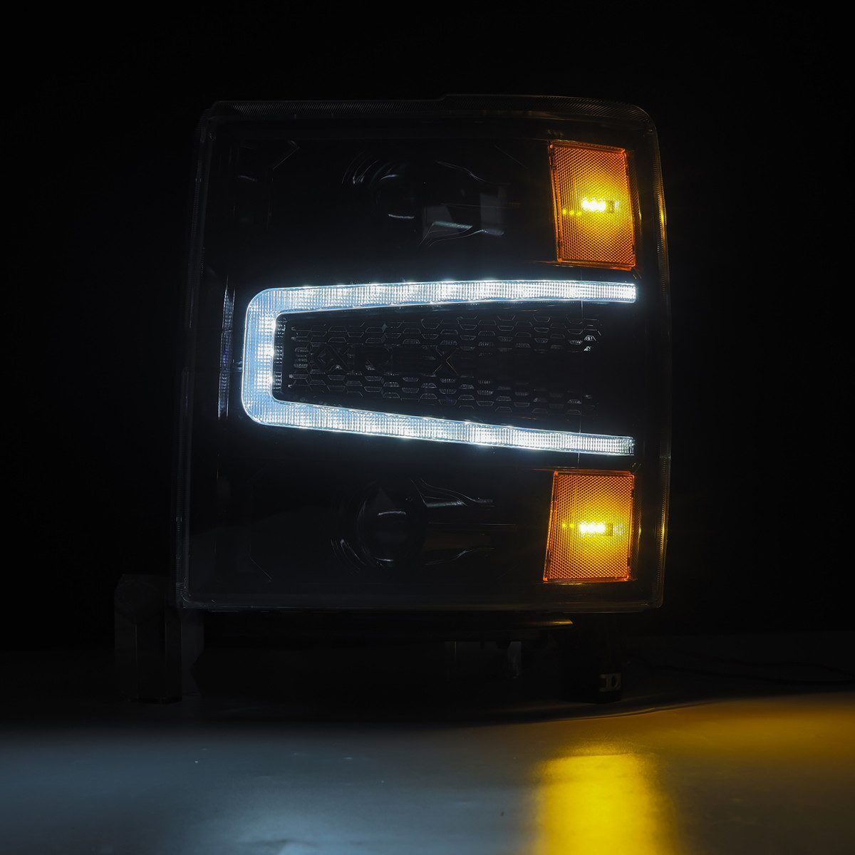 14-15 Chevrolet Silverado PRO-Series LED Projector Headlights Alpha-Black by AlphaRex