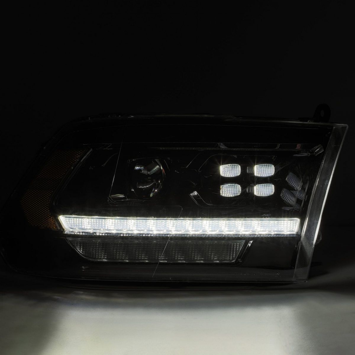 09-18 Ram 1500 Truck LUXX-Series (5th Gen 2500 Style) LED Projector Headlights Alpha-Black by AlphaRex