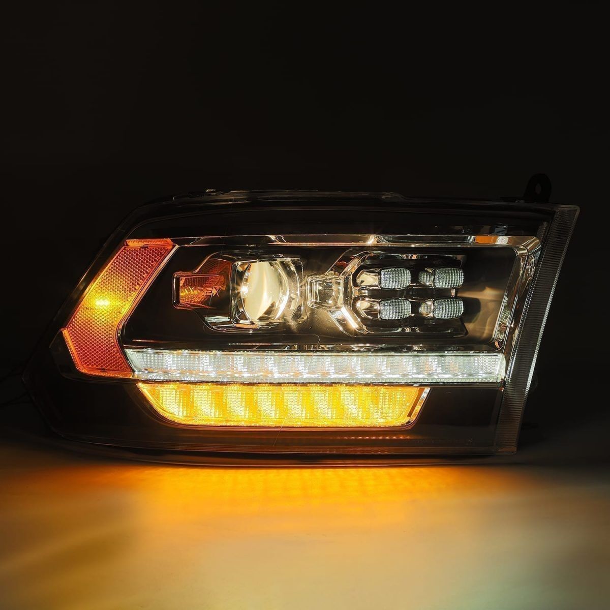 09-18 Ram 1500 Truck LUXX-Series (5th Gen 2500 Style) LED Projector Headlights Alpha-Black by AlphaRex