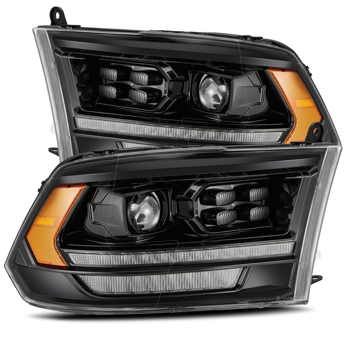 09-18 Ram 1500 Truck LUXX-Series (5th Gen 2500 Style) LED Projector Headlights Alpha-Black by AlphaRex - 880520