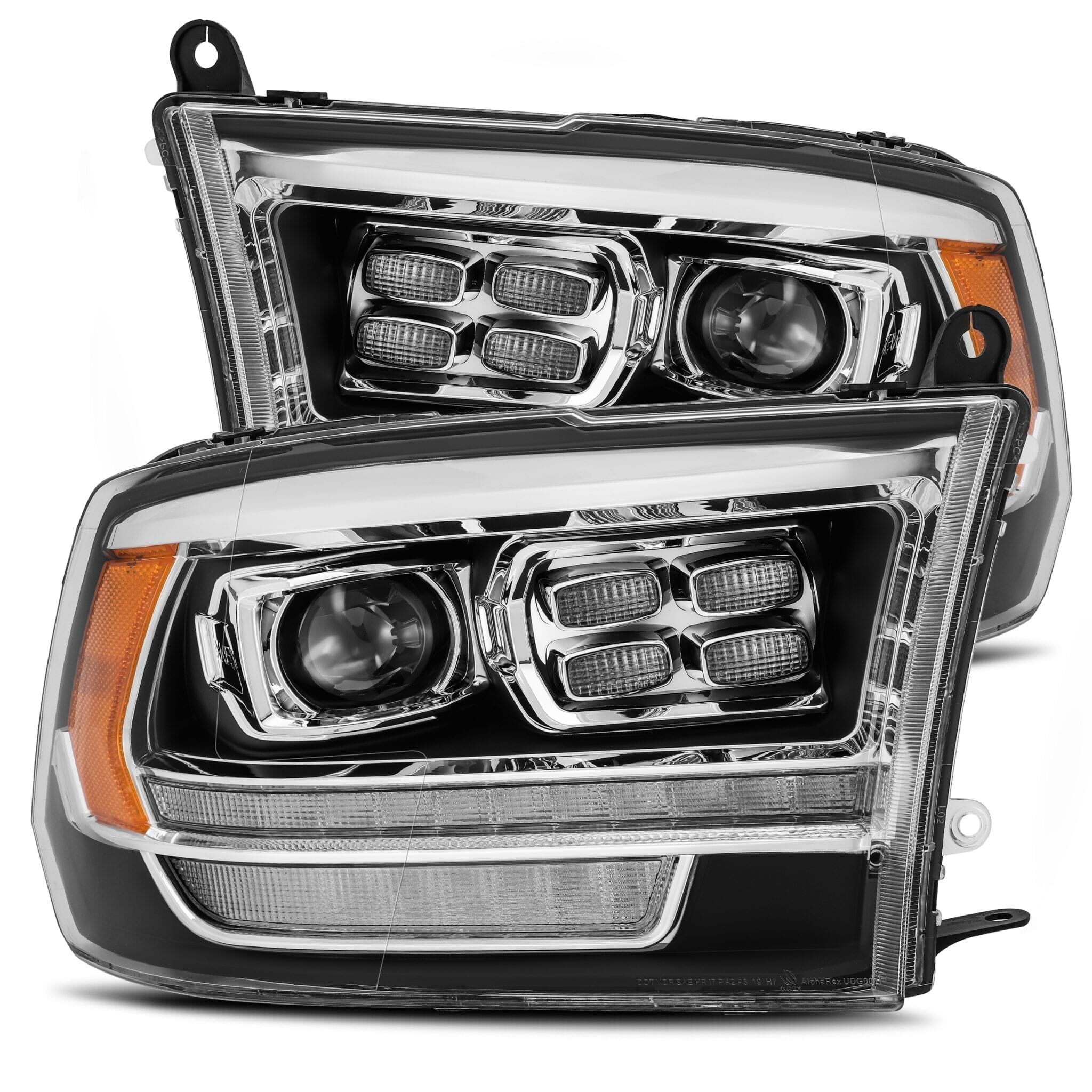 10-18 Ram 2500/3500 Truck LUXX-Series (5th Gen 2500 Style) LED Projector Headlights Black by AlphaRex - 880526