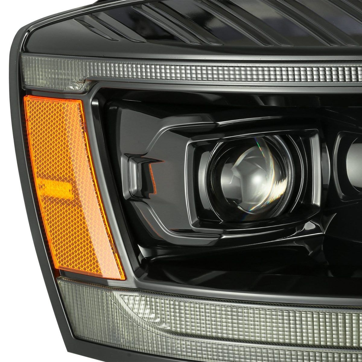 06-08 Dodge Ram 2500/3500 LUXX-Series LED Projector Headlights Alpha-Black by AlphaRex