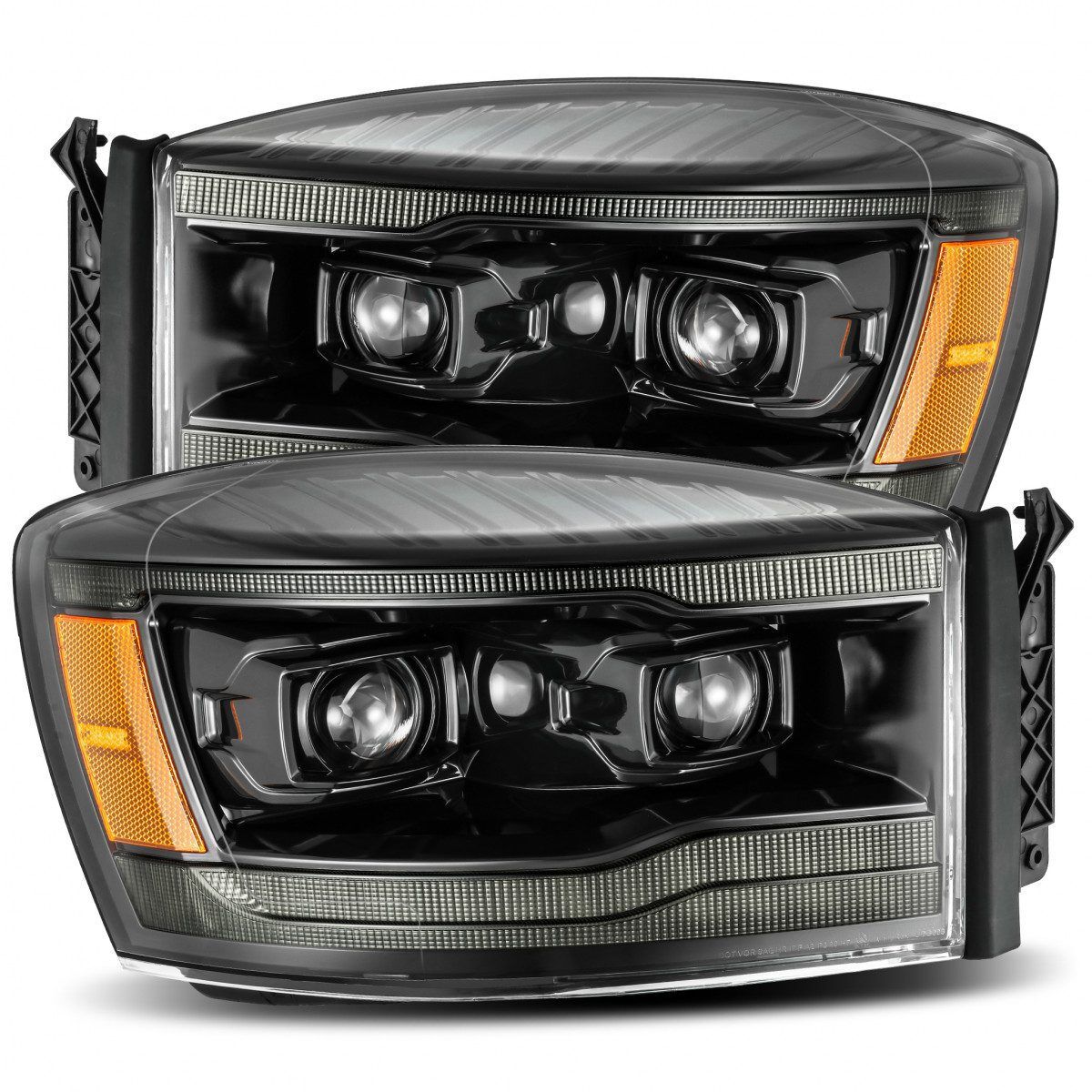 06-08 Dodge Ram 2500/3500 LUXX-Series LED Projector Headlights Alpha-Black by AlphaRex - 880533