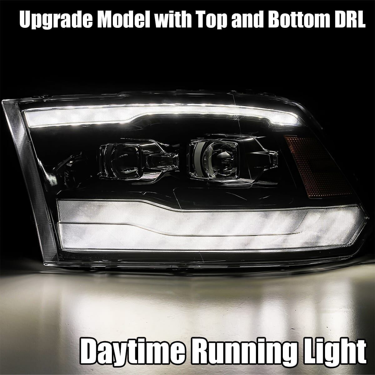 10-18 Ram 2500/3500 Truck LUXX-Series LED Projector Headlights Black by AlphaRex