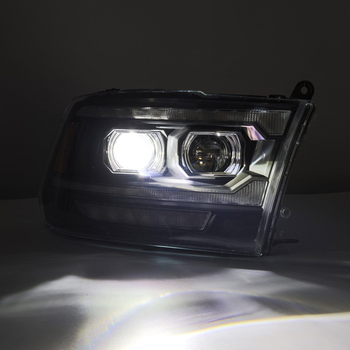 09-18 Ram 1500 Truck LUXX-Series (5th Gen 2500 G2 Style) LED Projector Headlights Alpha-Black by AlphaRex