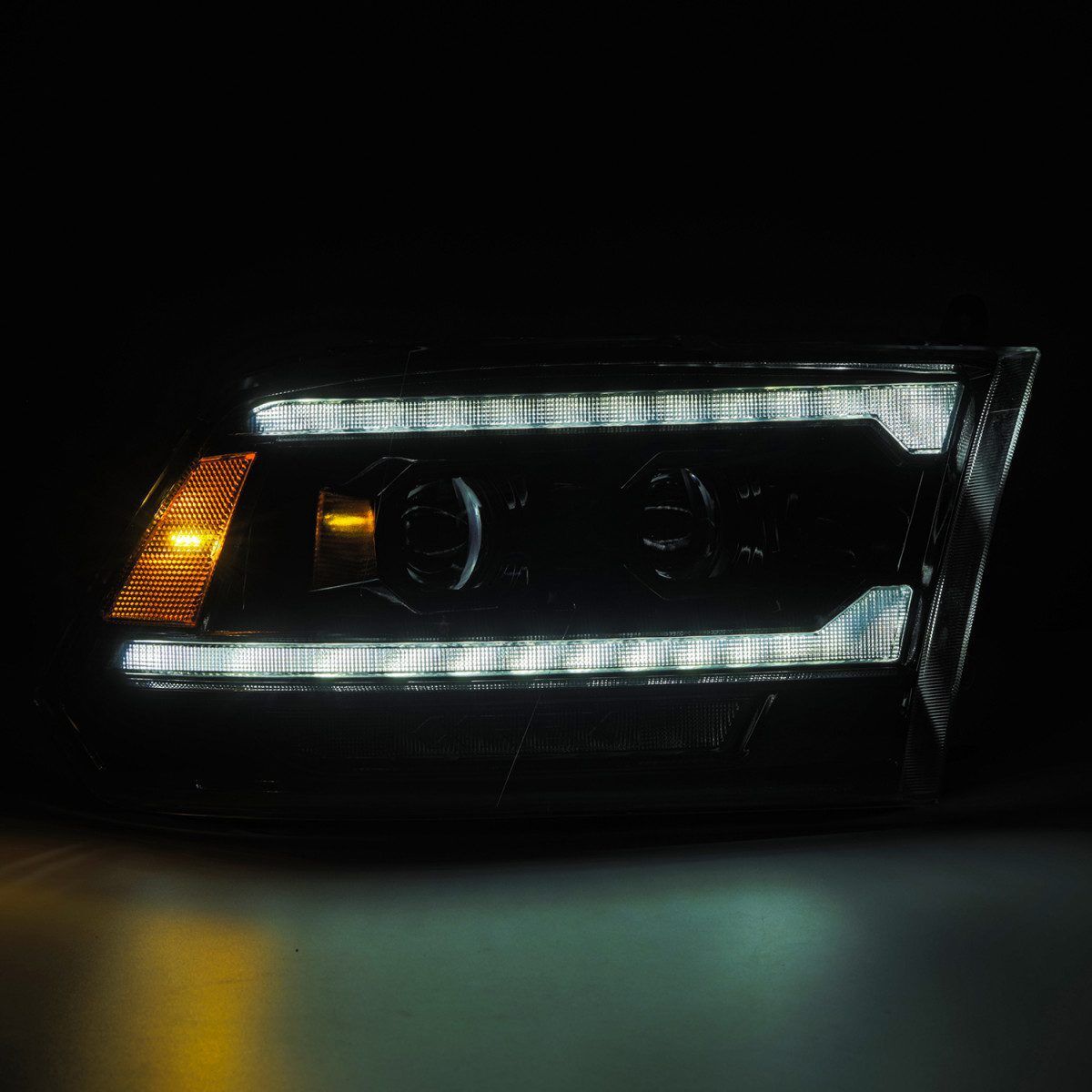 09-18 Ram 1500 Truck LUXX-Series (5th Gen 2500 G2 Style) LED Projector Headlights Alpha-Black by AlphaRex