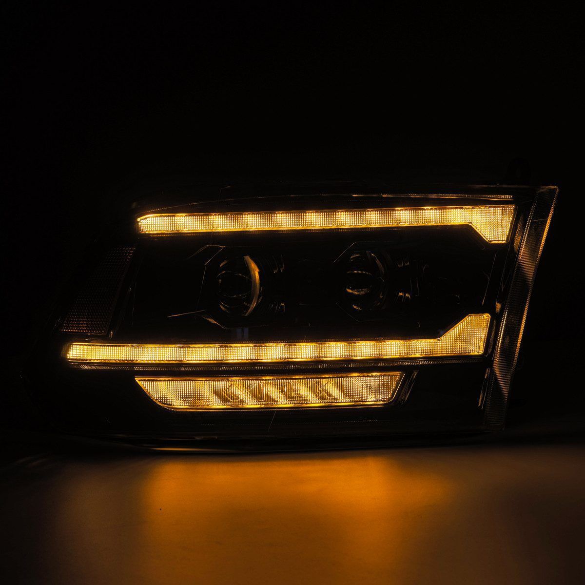 09-18 Ram 1500 Truck LUXX-Series (5th Gen 2500 G2 Style) LED Projector Headlights Alpha-Black by AlphaRex