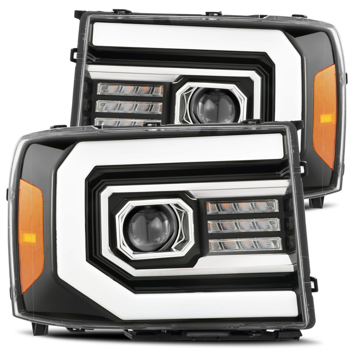 07-13 GMC Sierra PRO-Series Projector Headlights Jet Black by AlphaRex - 880605