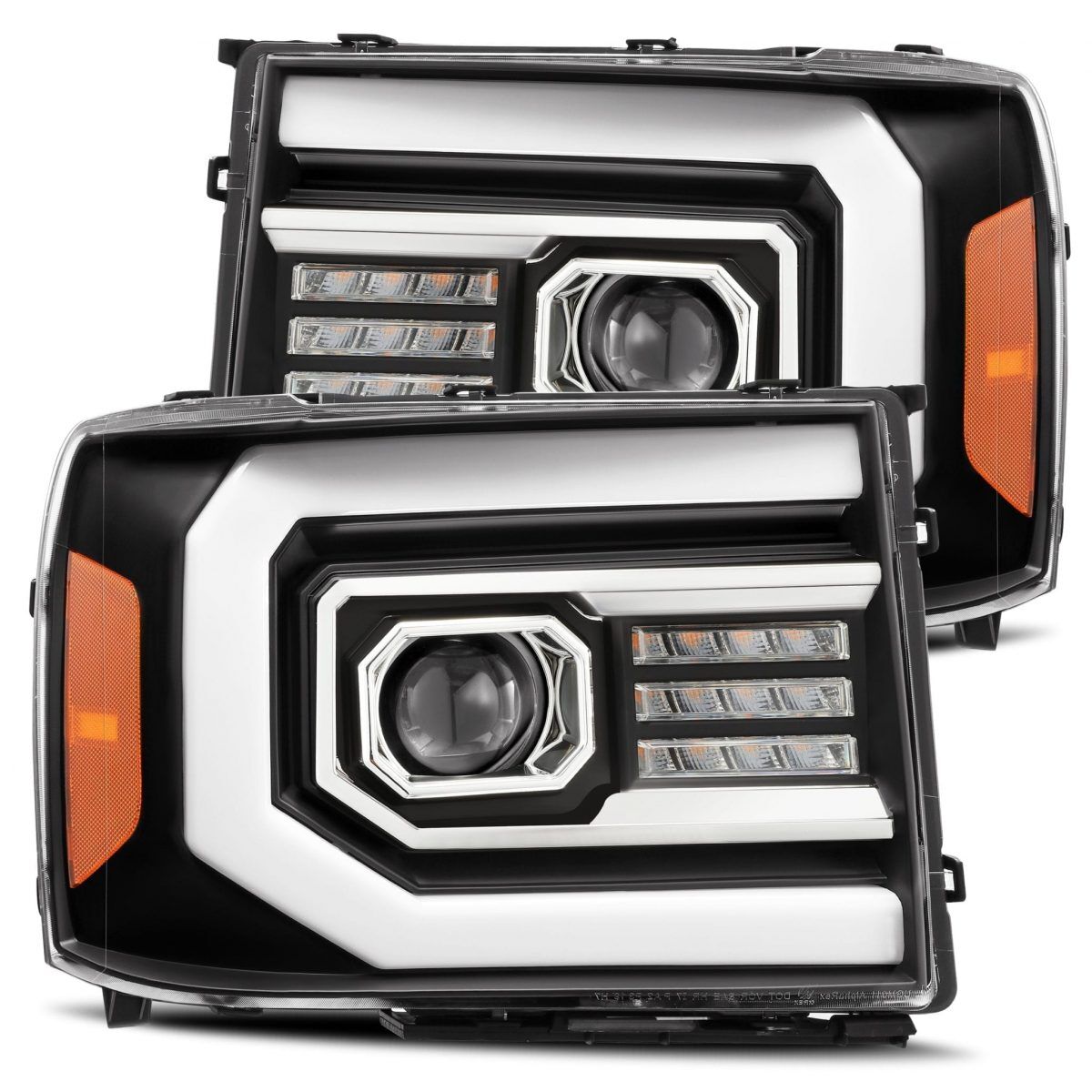 07-13 GMC Sierra PRO-Series Projector Headlights Black by AlphaRex - 880606