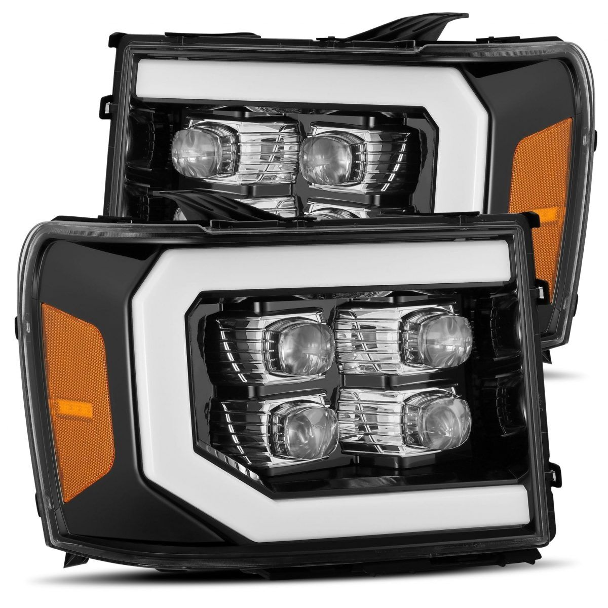 07-14 GMC Sierra 2500HD/3500HD NOVA-Series LED Projector Headlights Jet Black by AlphaRex - 880608