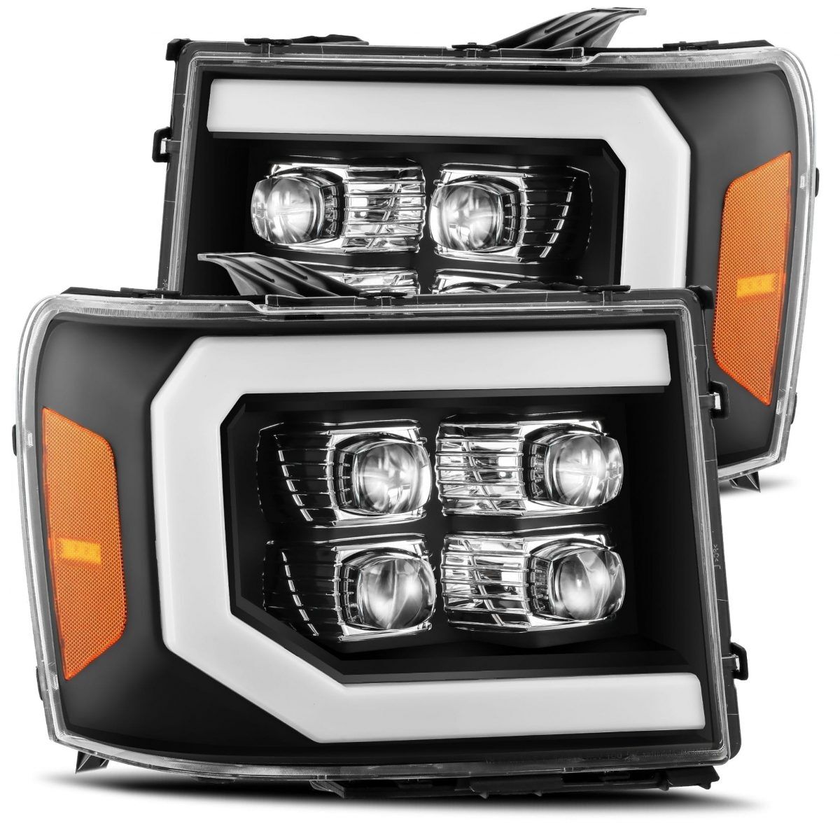 07-13 GMC Sierra 1500 NOVA-Series LED Projector Headlights Black by AlphaRex - 880609