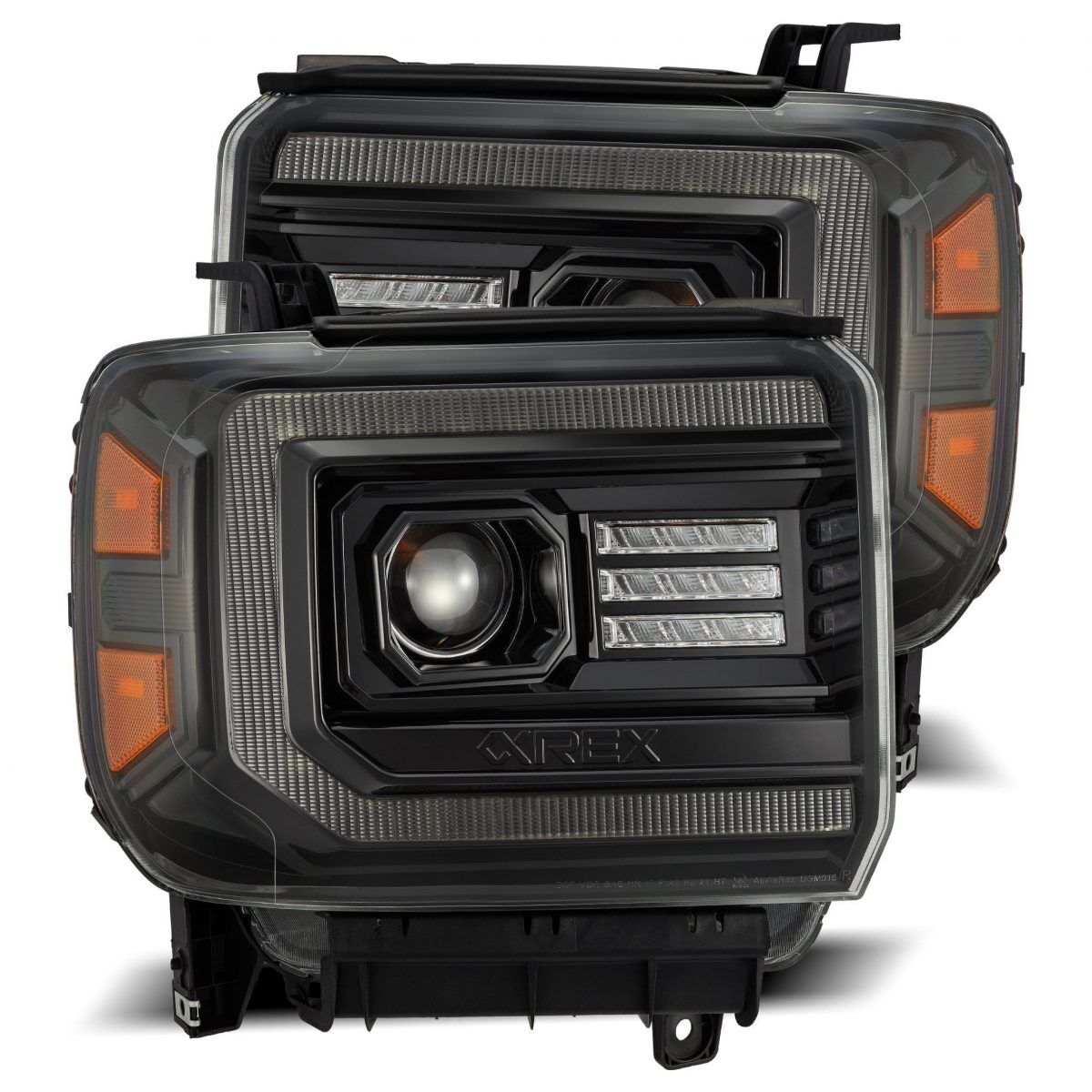 15-18 GMC 2500HD/3500HD Sierra LUXX-Series LED Projector Headlights Alpha-Black by AlphaRex - 880614