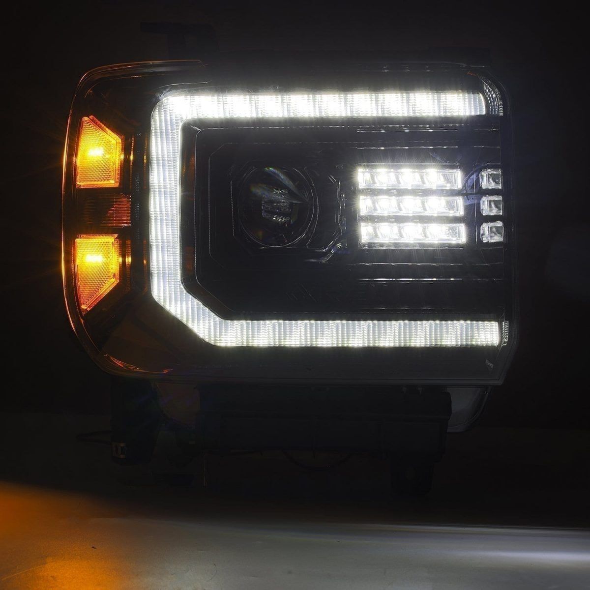 14-18 GMC Sierra 1500 LUXX-Series LED Projector Headlights Black by AlphaRex