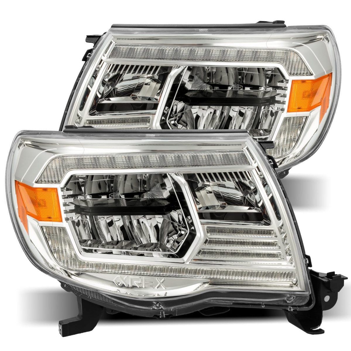 05-11 Toyota Tacoma LUXX-Series LED Crystal Headlights Chrome by AlphaRex - 880734