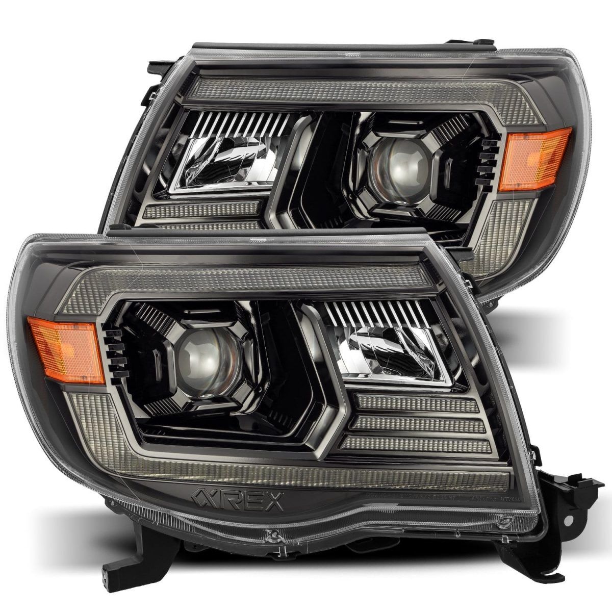 05-11 Toyota Tacoma LUXX-Series LED Projector Headlights Alpha-Black by AlphaRex - 880739