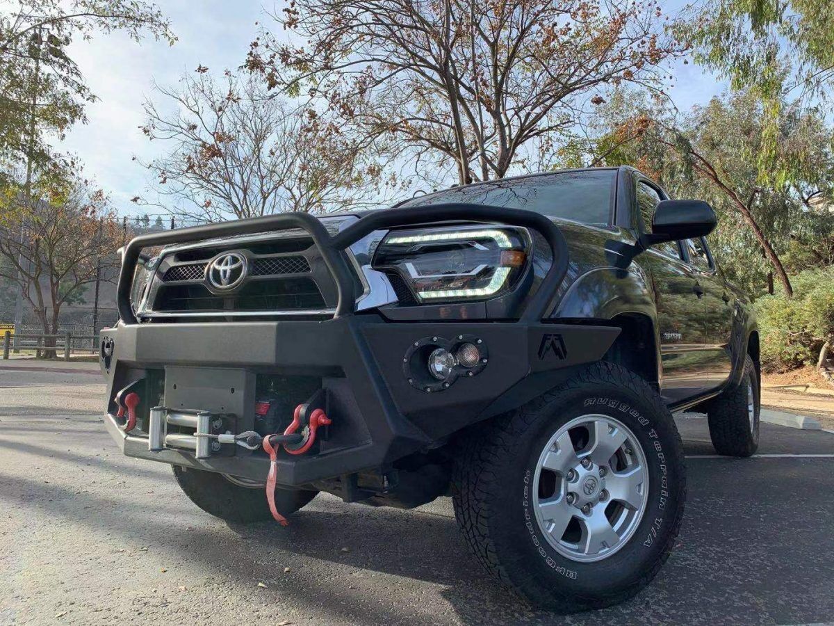12-15 Toyota Tacoma LUXX-Series LED Projector Headlights Alpha-Black by AlphaRex