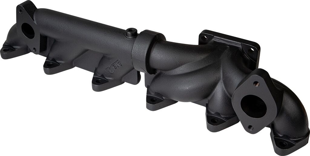 ATS Diesel 2007.5 And Up 6.7L Cummins 2-Piece Pulse Flow Exhaust Manifold Kit Holset Stock Turbo Flange EGR Compliant Ceramic Coated Black