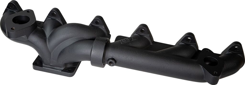 ATS Diesel 2007.5 And Up 6.7L Cummins 2-Piece Pulse Flow Exhaust Manifold Kit Holset Stock Turbo Flange EGR Compliant Ceramic Coated Black
