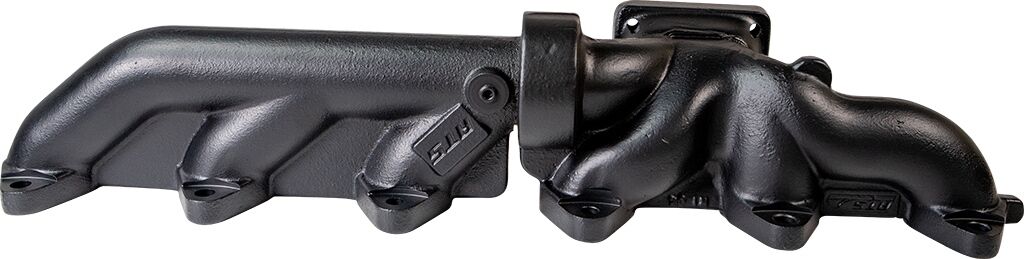 ATS Diesel 2003-07.5 5.9L Cummins 2-Piece Pulse Flow Exhaust Manifold Kit T-4 Turbo Flange Non Wastegated Ceramic Coated Black - 2049422272