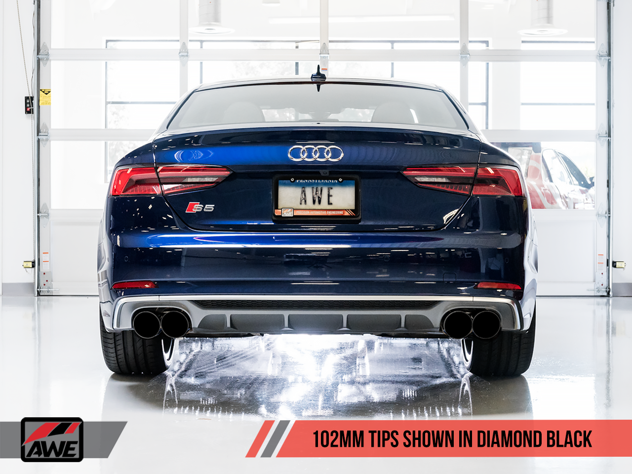 AWE Tuning SwitchPath Exhaust for Audi B9 S5 Coupe - Non-Resonated - Diamond Black 102mm Tips