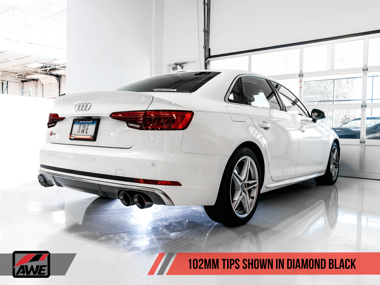 AWE Tuning Track Edition Exhaust for Audi B9 S4 - Non-Resonated - Diamond Black 102mm Tips